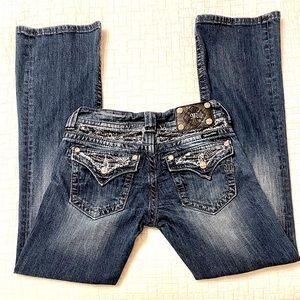 MISS ME SEQUIN DISTRESSED BOOT CUT SIZE 27